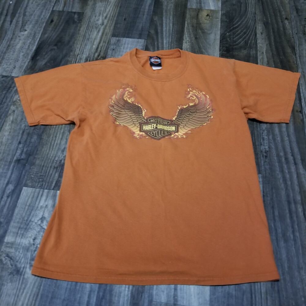 Harley Davidson Kutter Janesville Wisconsin T Shirt Men's Size Large Flames Y2k